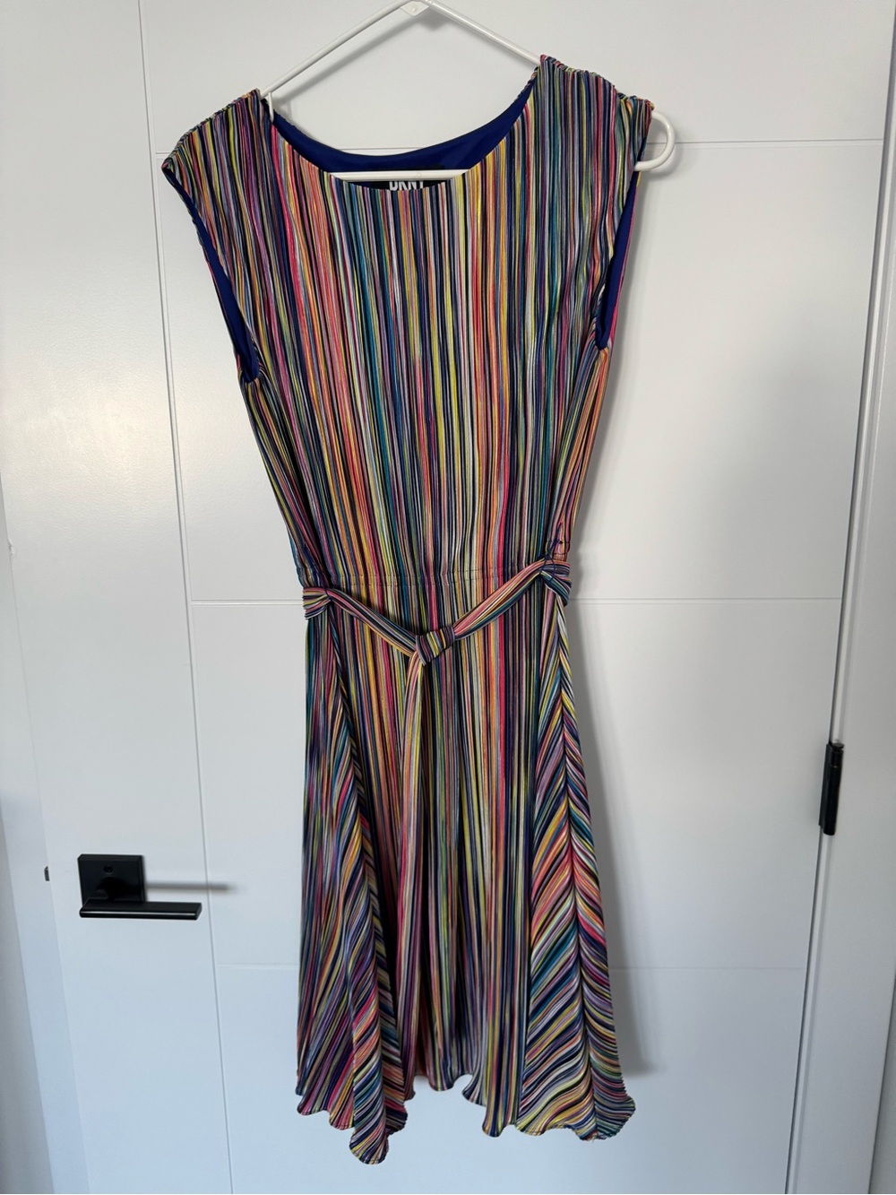 DKNY Multicolor Striped Midi Dress with Belt